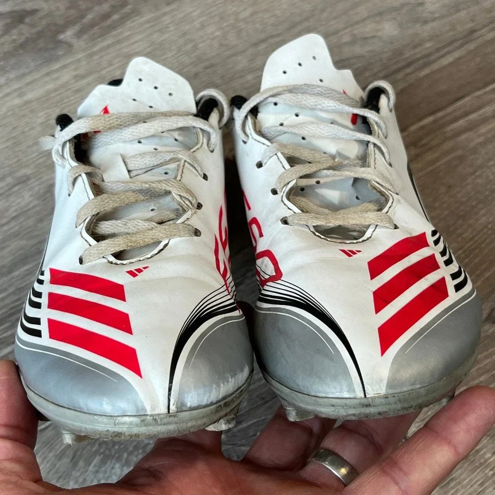 Adidas Kids F50 Messi Soccer Cleats White Silver Red JP7457 Size 4Y